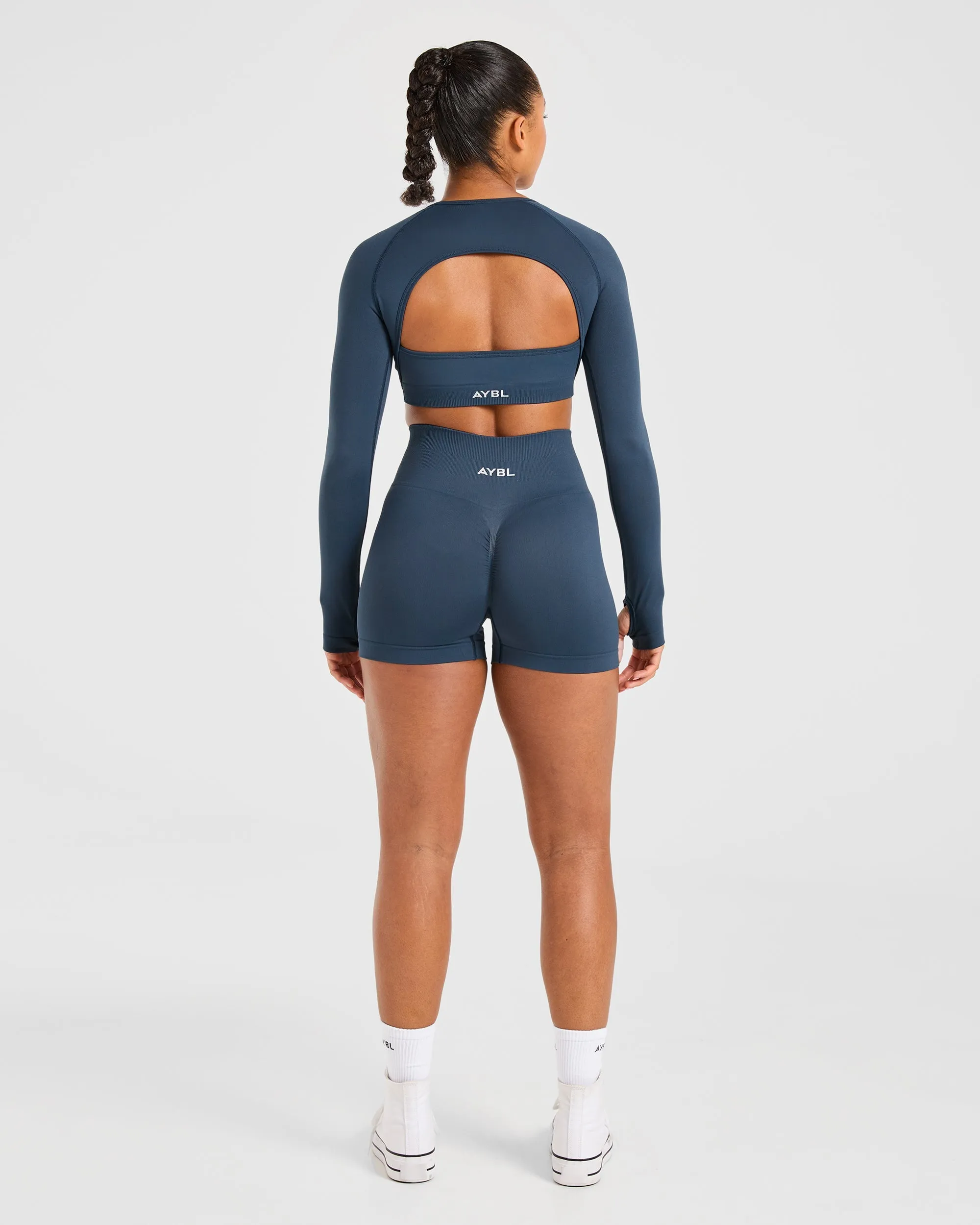 Power Seamless Long Sleeve Crop Top - Ocean Teal