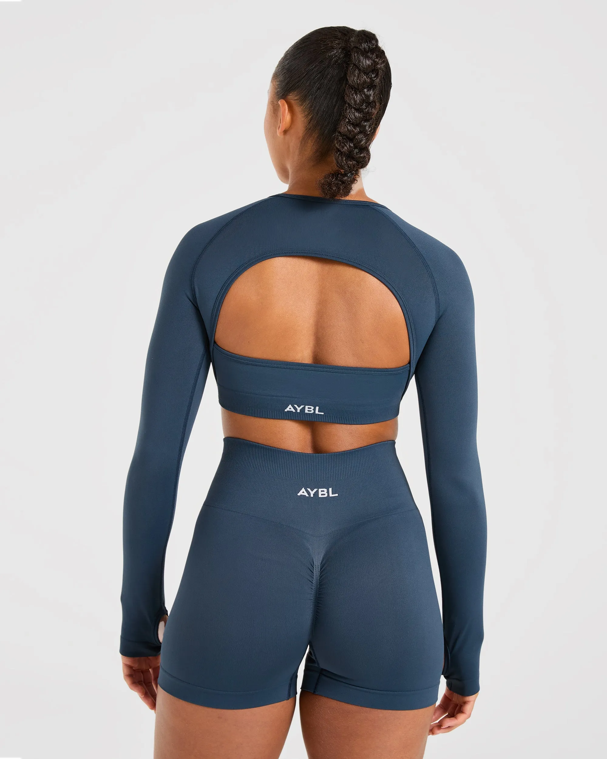 Power Seamless Long Sleeve Crop Top - Ocean Teal