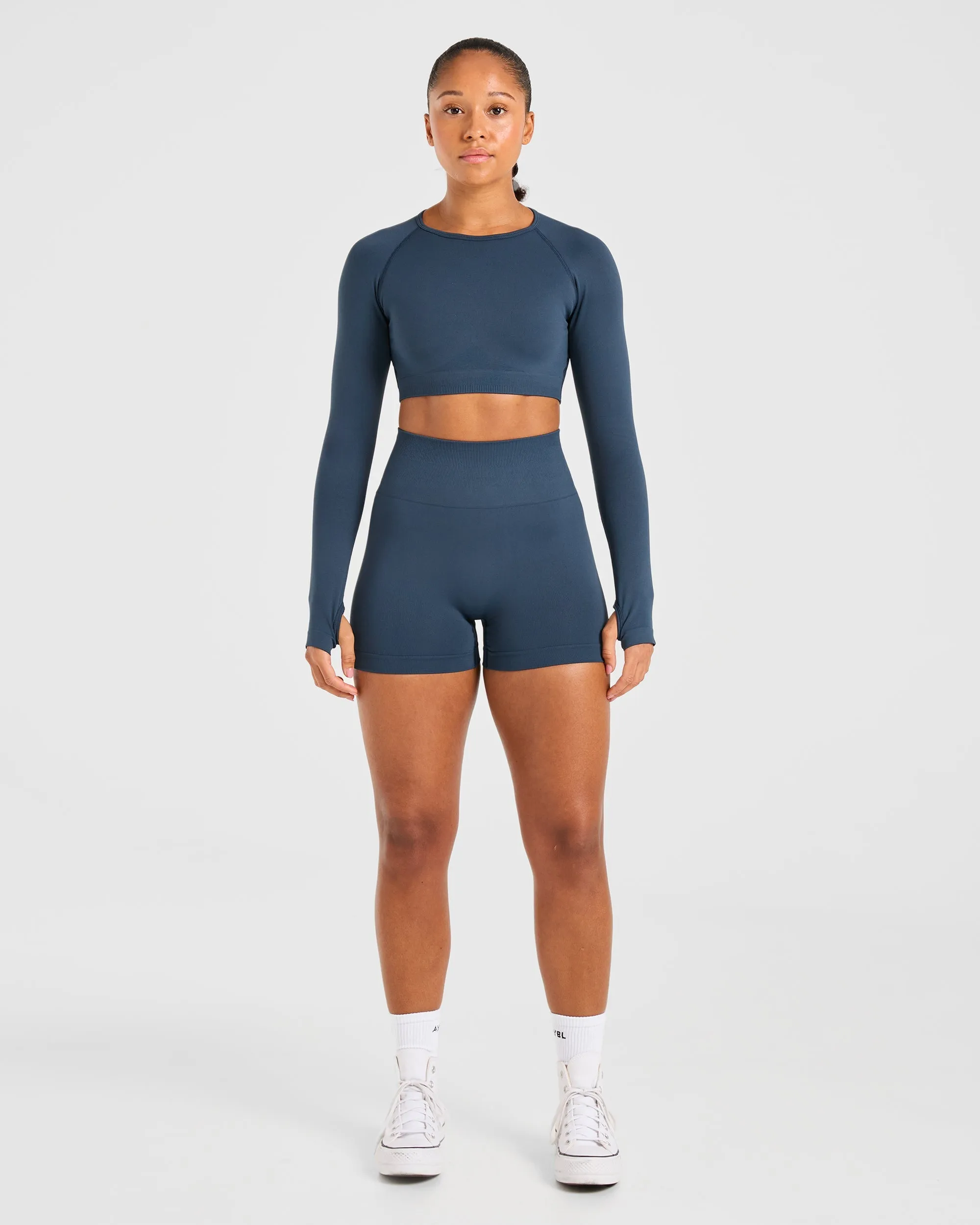 Power Seamless Long Sleeve Crop Top - Ocean Teal