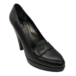 Prada Black Leather Loafer Pumps