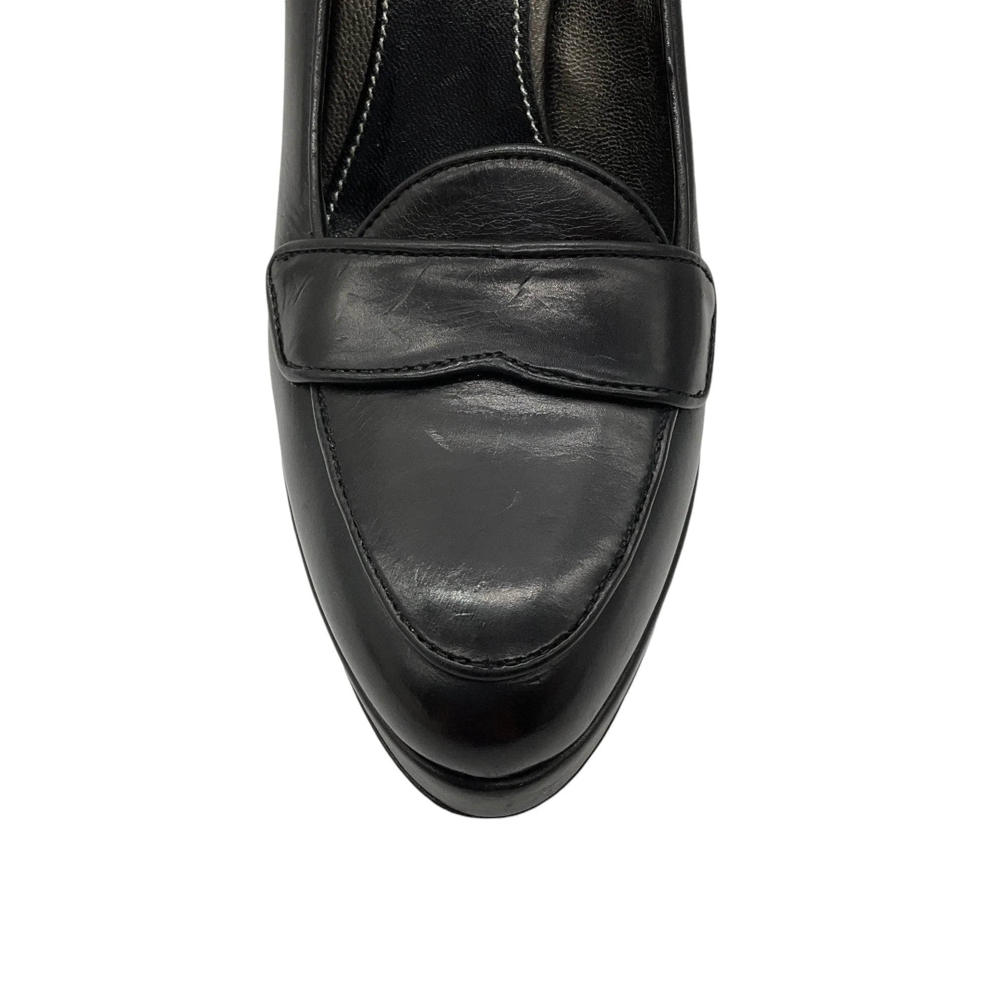 Prada Black Leather Loafer Pumps