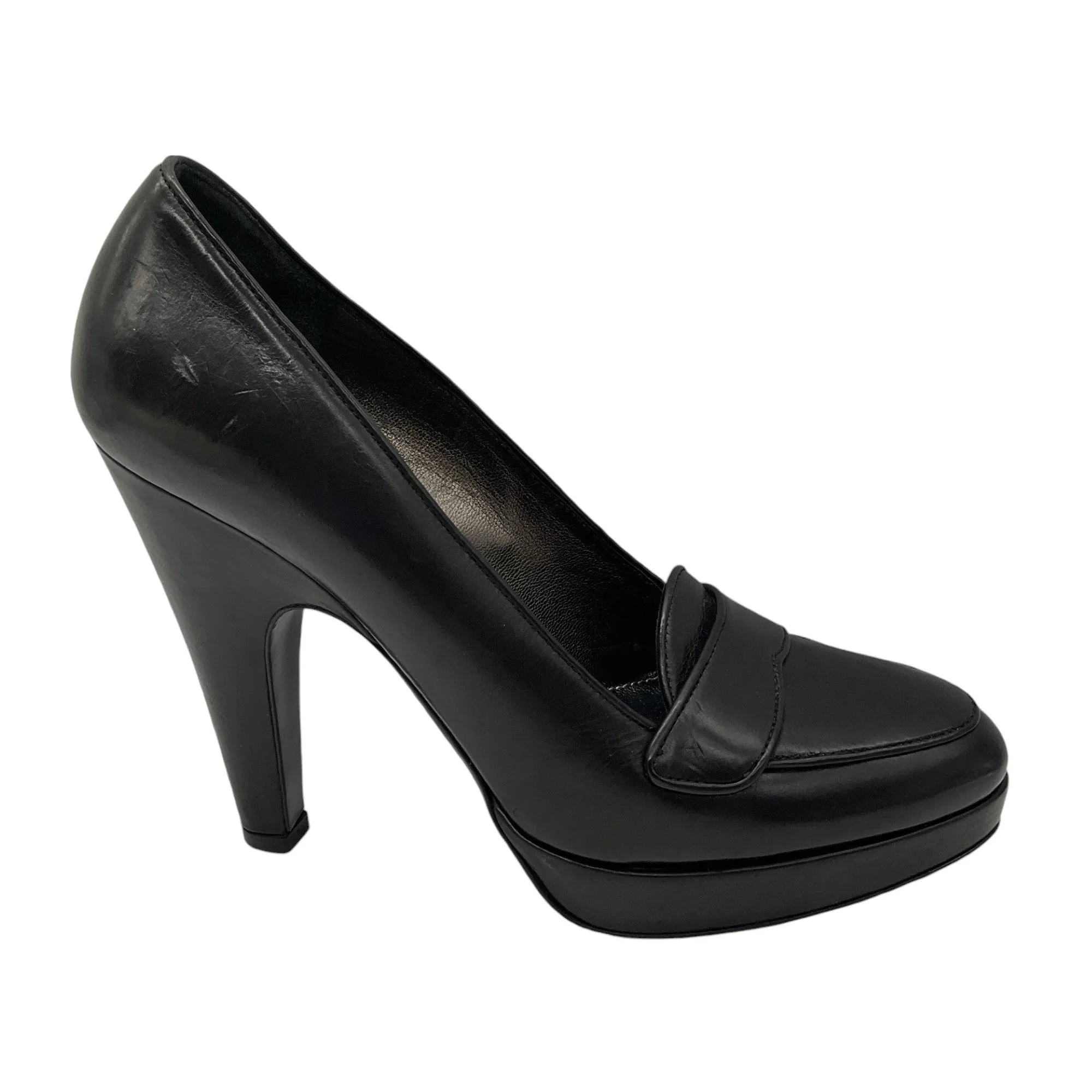 Prada Black Leather Loafer Pumps