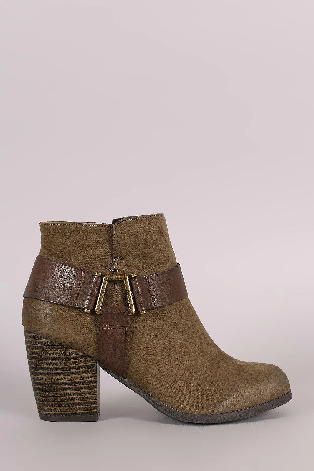 Qupid Harness Strap Chunky Heeled Ankle Boots