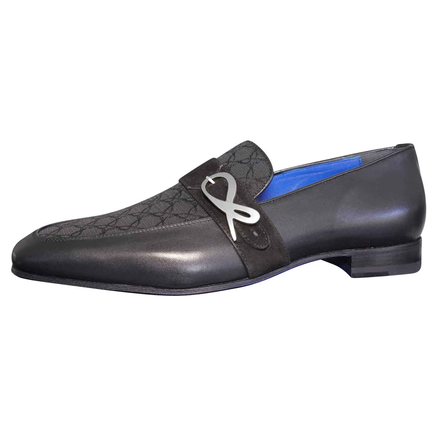 Raven Nero Logo Monk Loafers With Silver Buckle