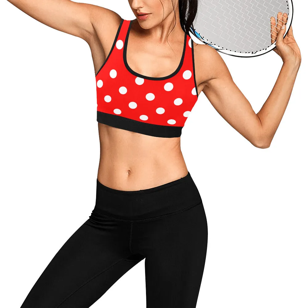 Red With White Polka Dots Women's Sports Bra