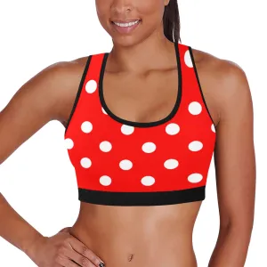 Red With White Polka Dots Women's Sports Bra