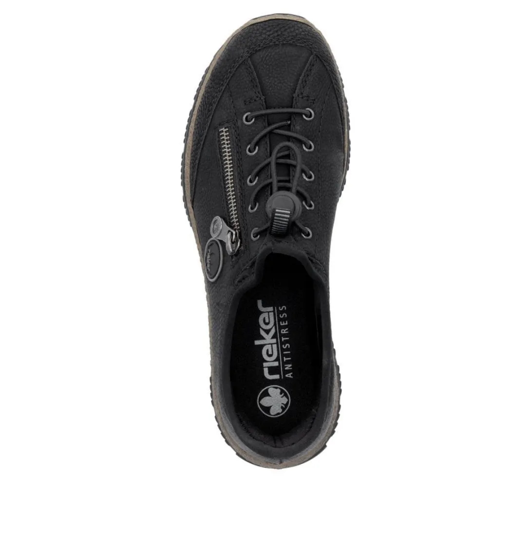 Rieker N3267-01 Black Combination Slip on Ready To Go Trainers