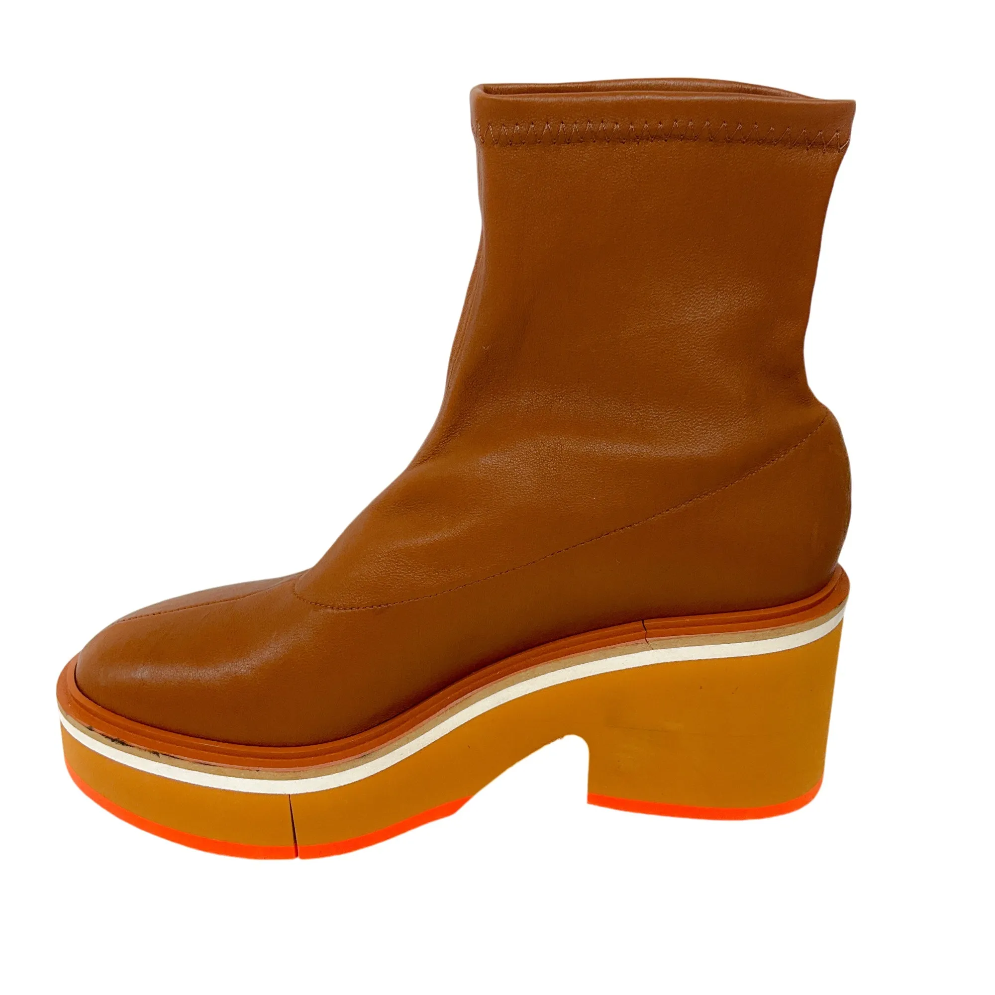 Robert Clergerie Brown Stretch Leather Platform Boots