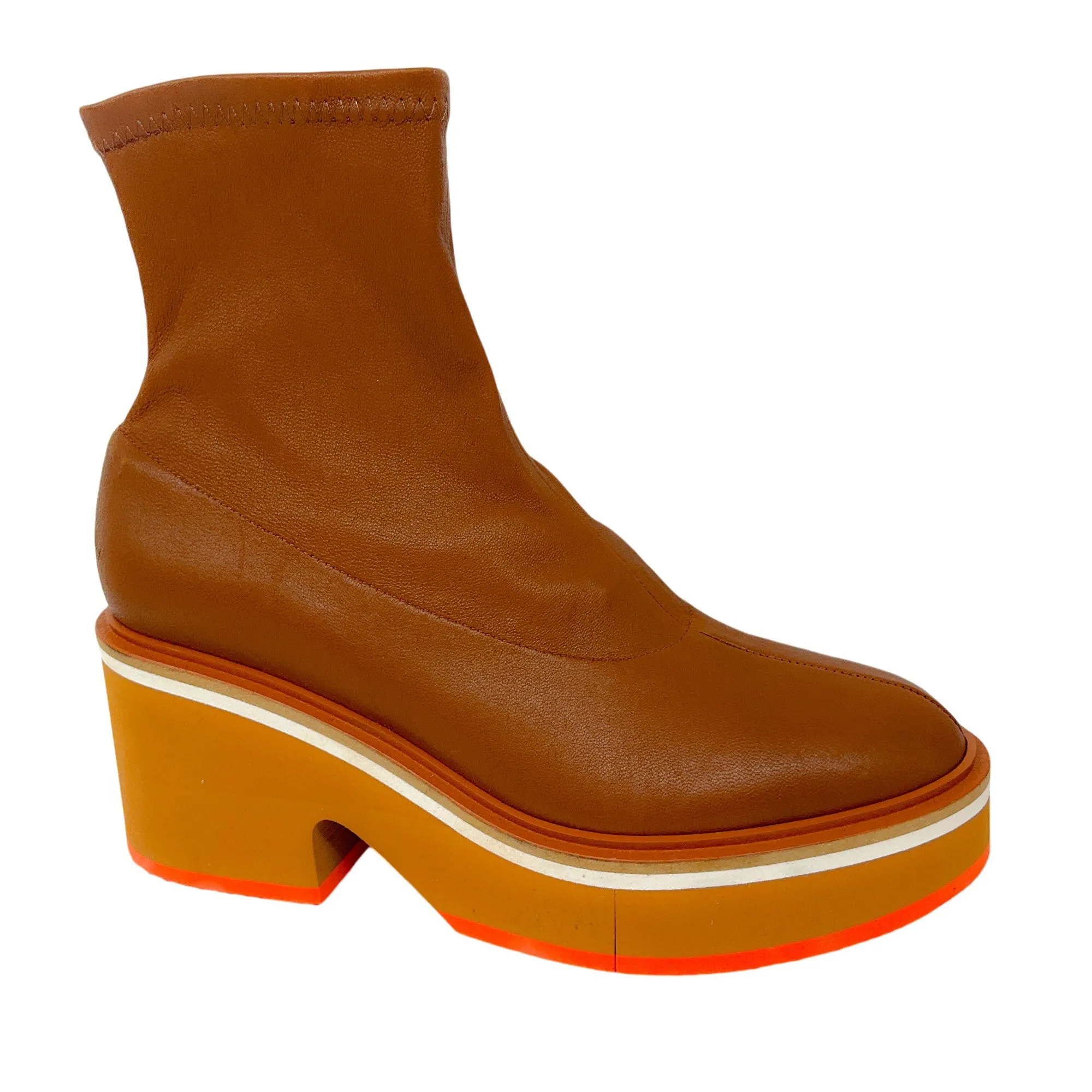 Robert Clergerie Brown Stretch Leather Platform Boots