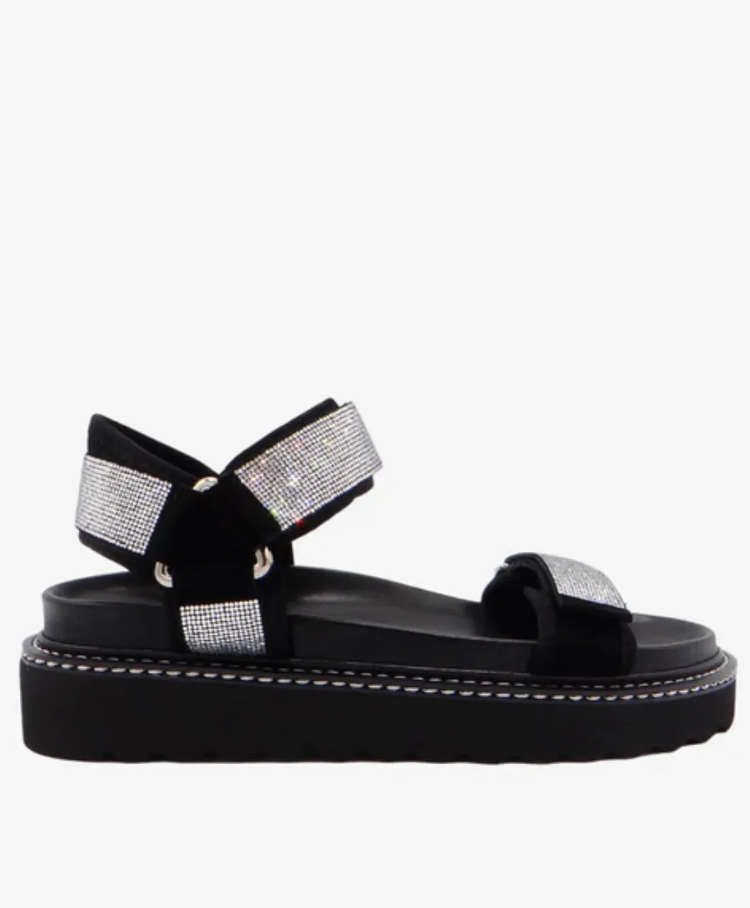 RONI SANDAL BLACK RHINESTONE