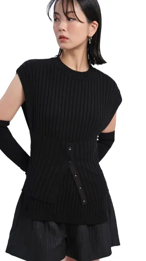 Round-neck Dicky with Knitted Corset