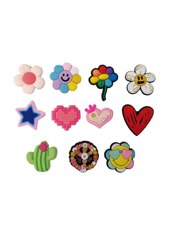 Shoe charms, Hearts & Flowers Set -11 Piece, fashion accessories