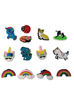 Shoe charms,  Rainbow & Animals Set -13 Piece, fashion accessories