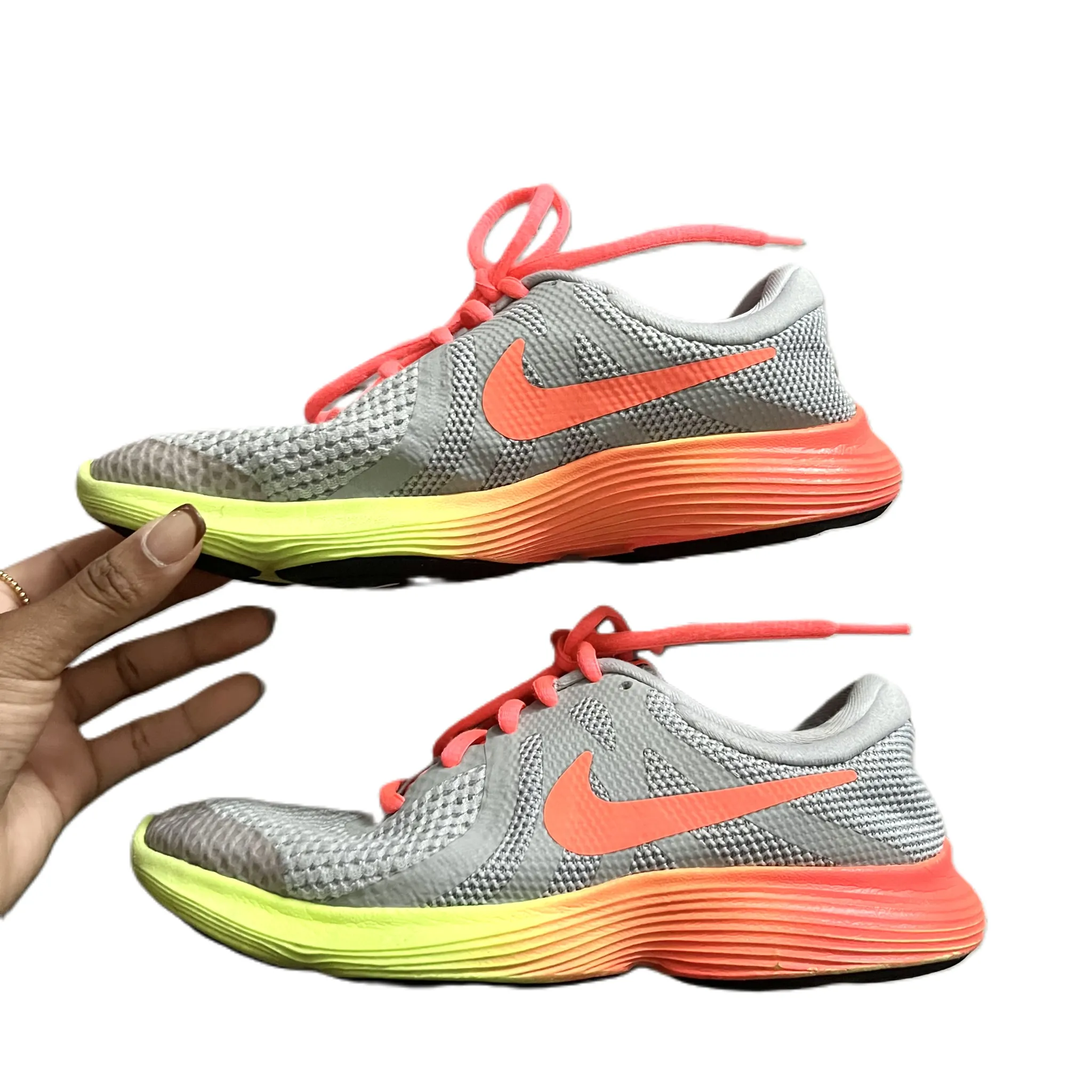 Shoes Athletic By Nike In Grey & Orange, Size: 6