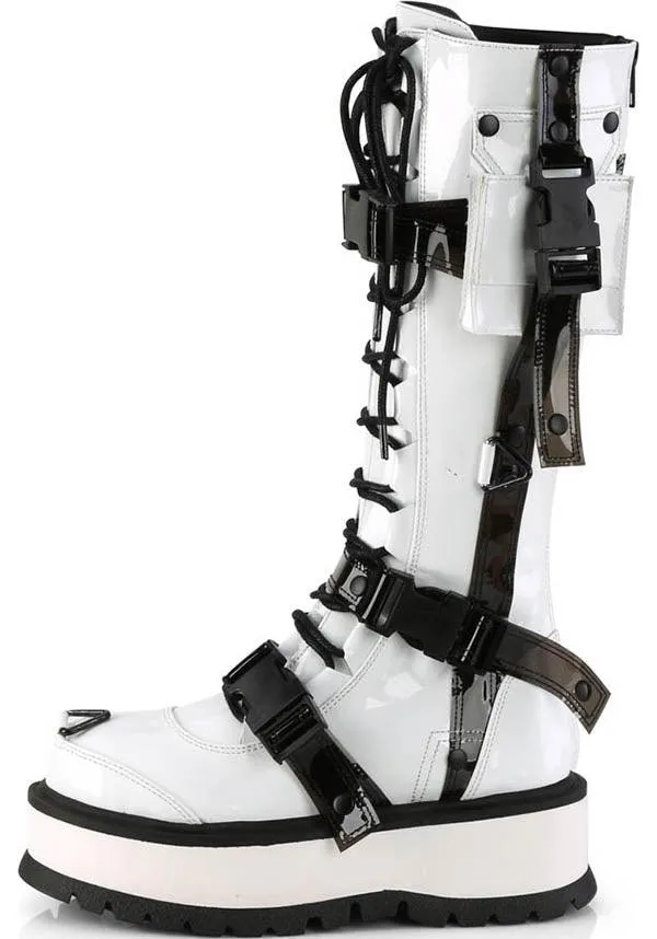 SLACKER-260 [White Patent] | PLATFORM BOOTS [PREORDER]