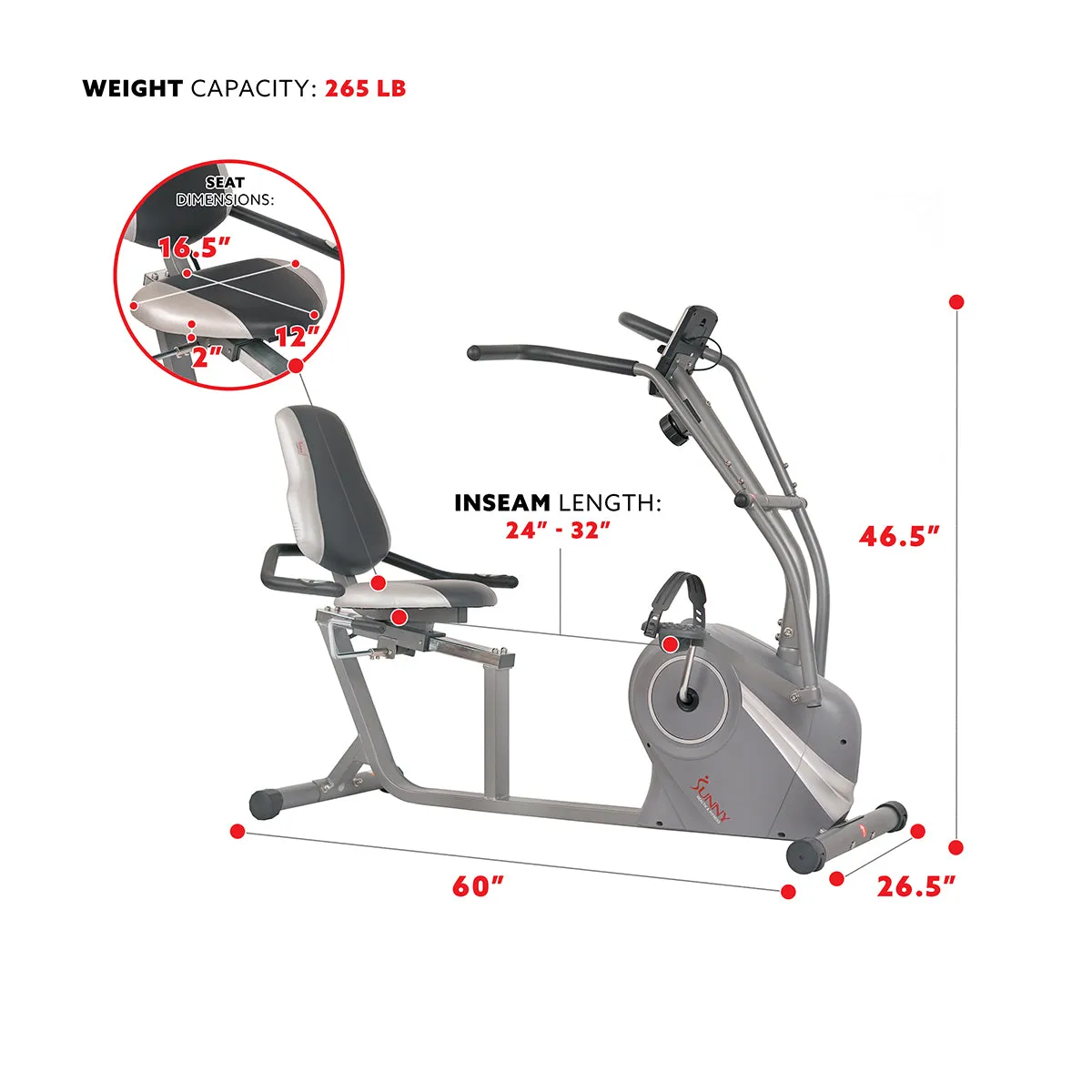 Stationary Cross Trainer Recumbent Bike with Arms Exerciser