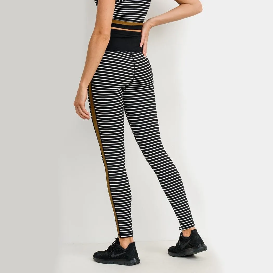 Striped Color Block High Waist Workout Set