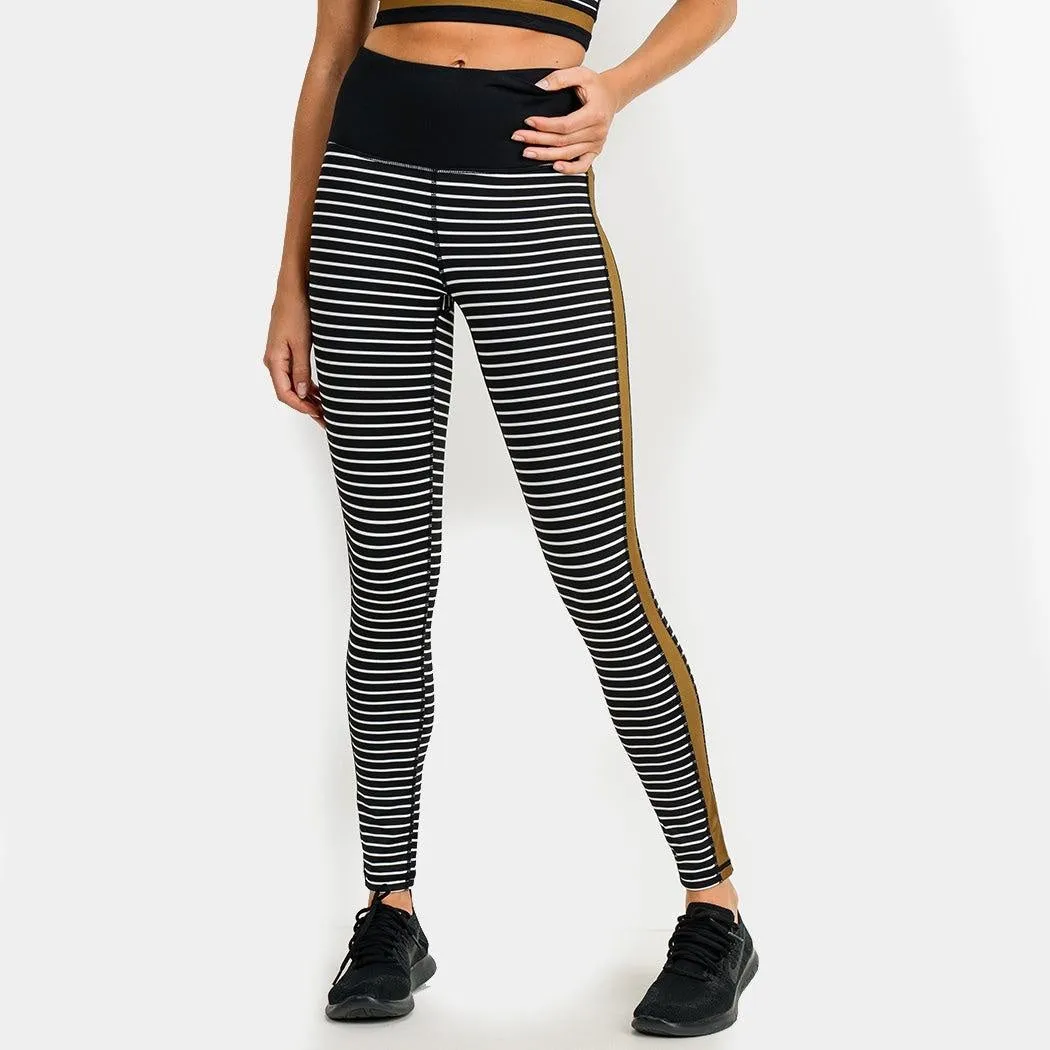 Striped Color Block High Waist Workout Set