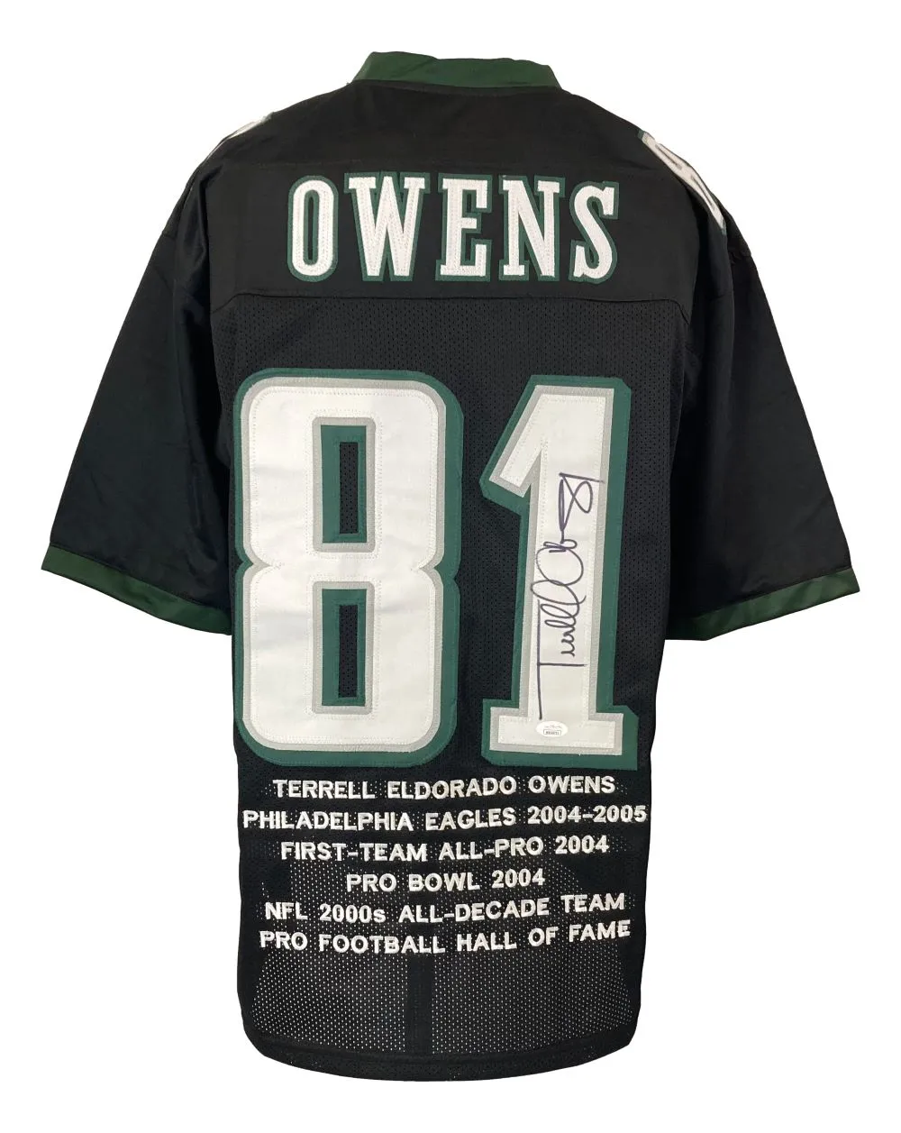 Terrell Owens Philadelphia Signed Black Stat Football Jersey JSA ITP