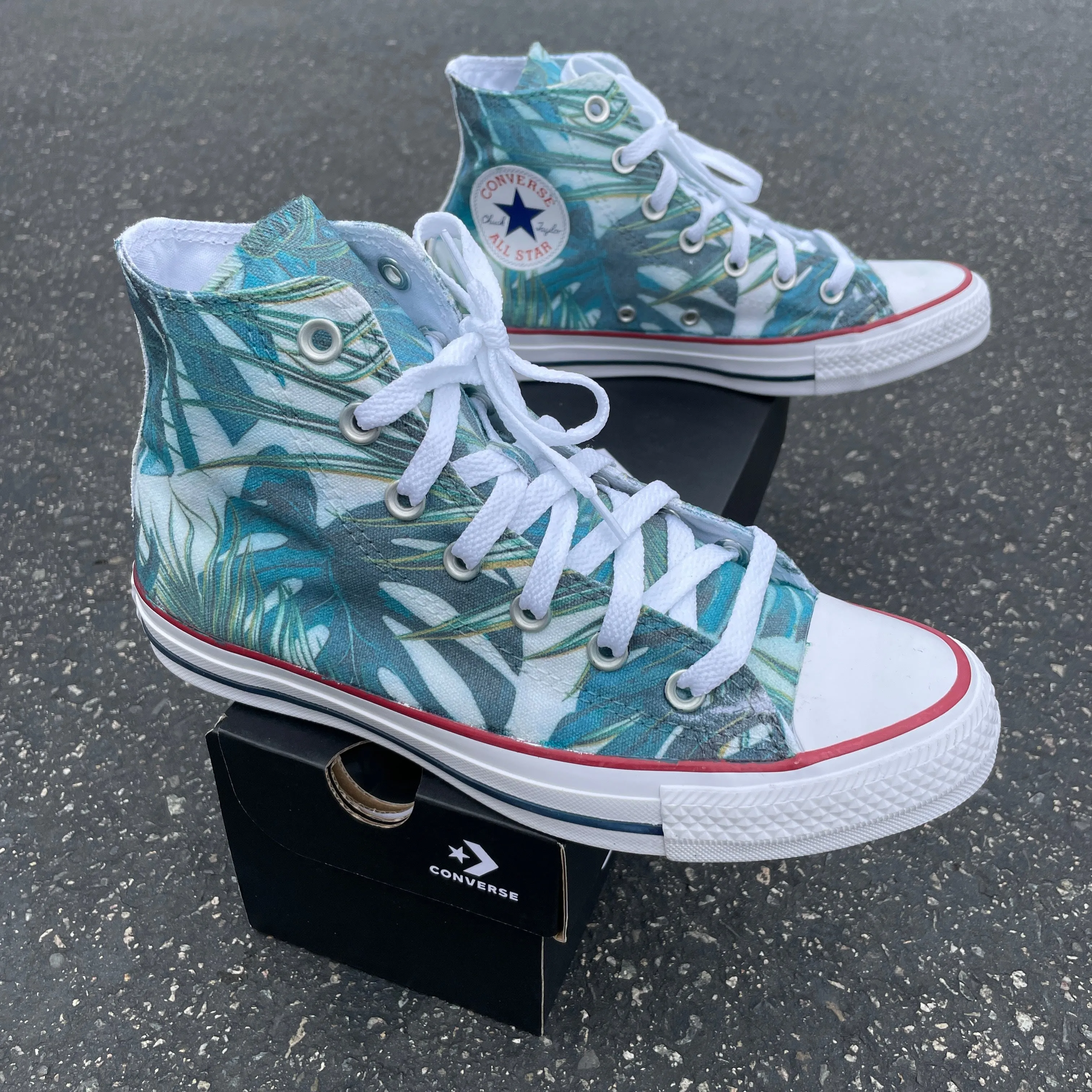 Tropical Leaf - Custom White High Tops