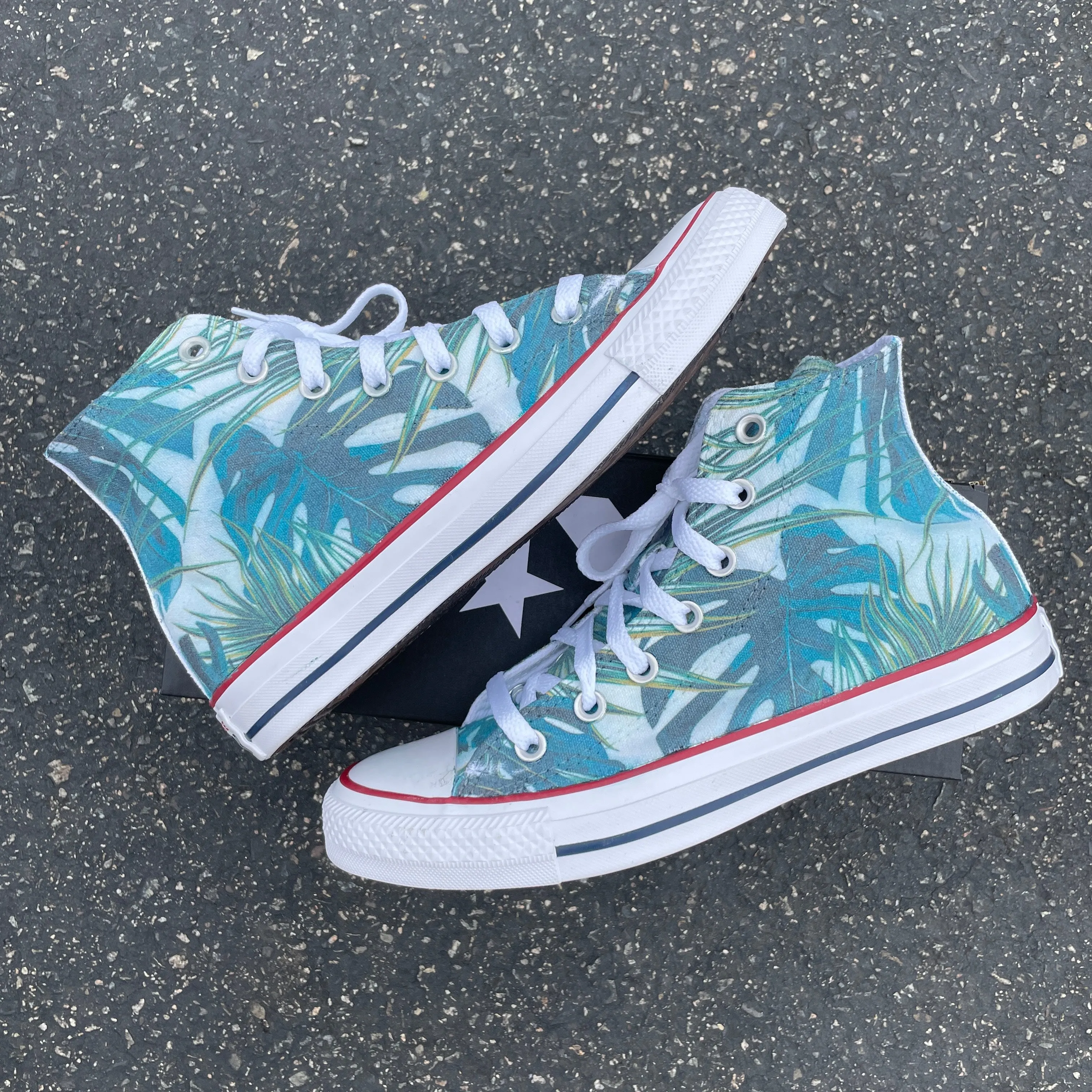 Tropical Leaf - Custom White High Tops