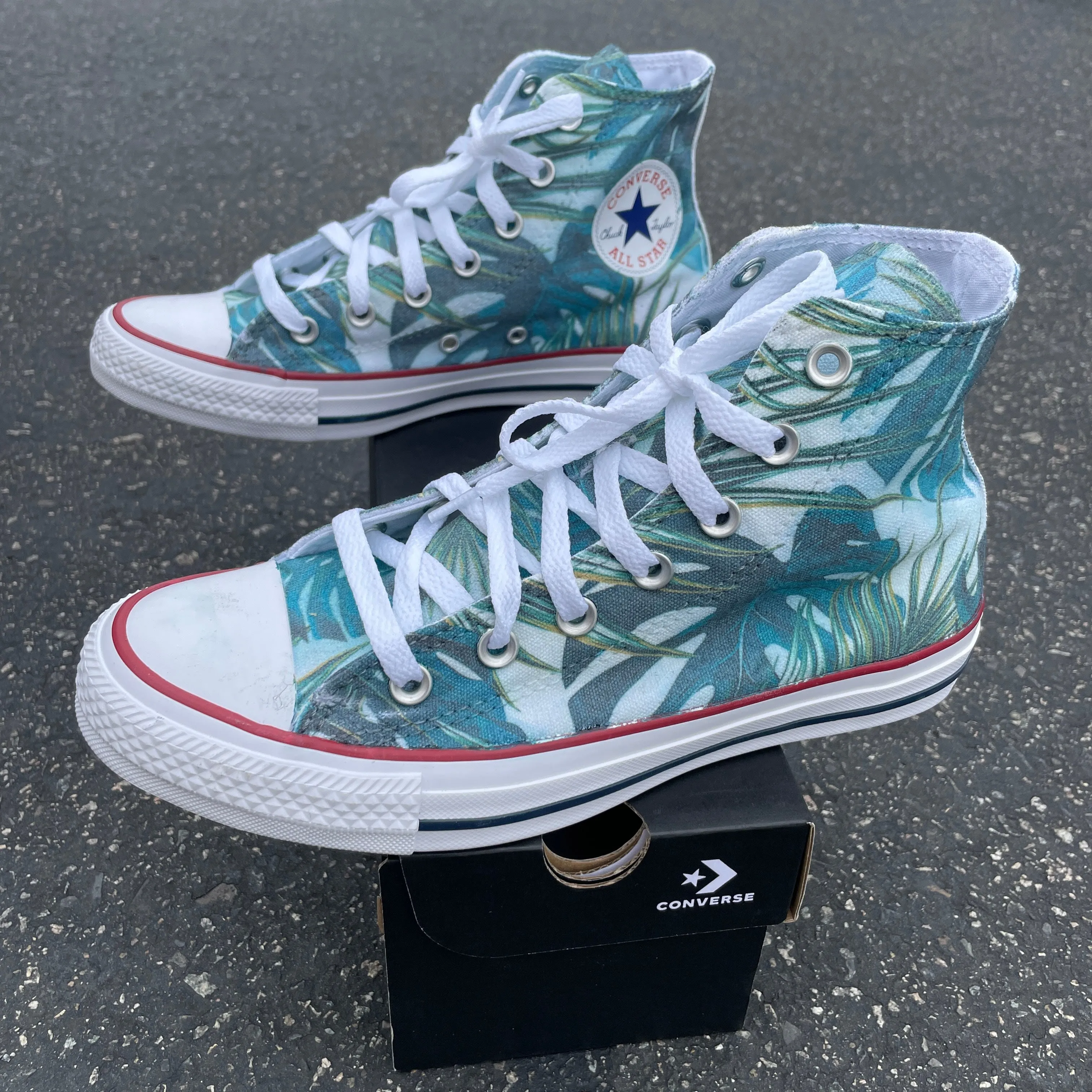 Tropical Leaf - Custom White High Tops