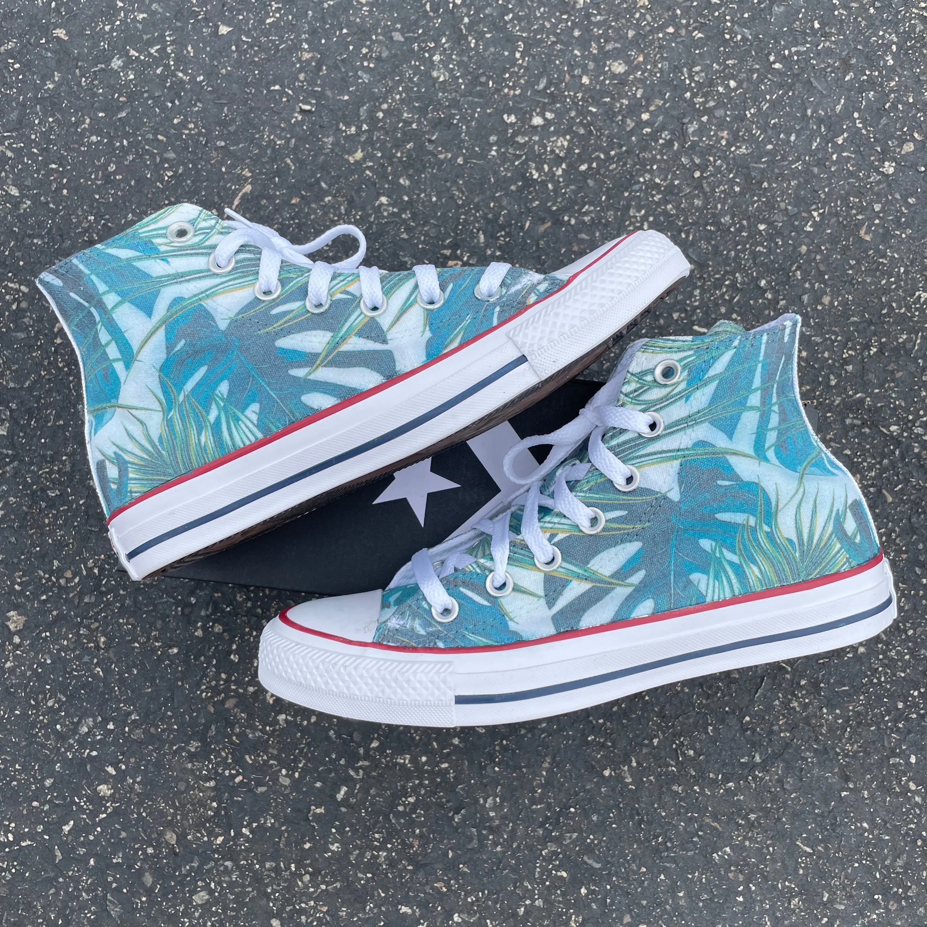 Tropical Leaf - Custom White High Tops