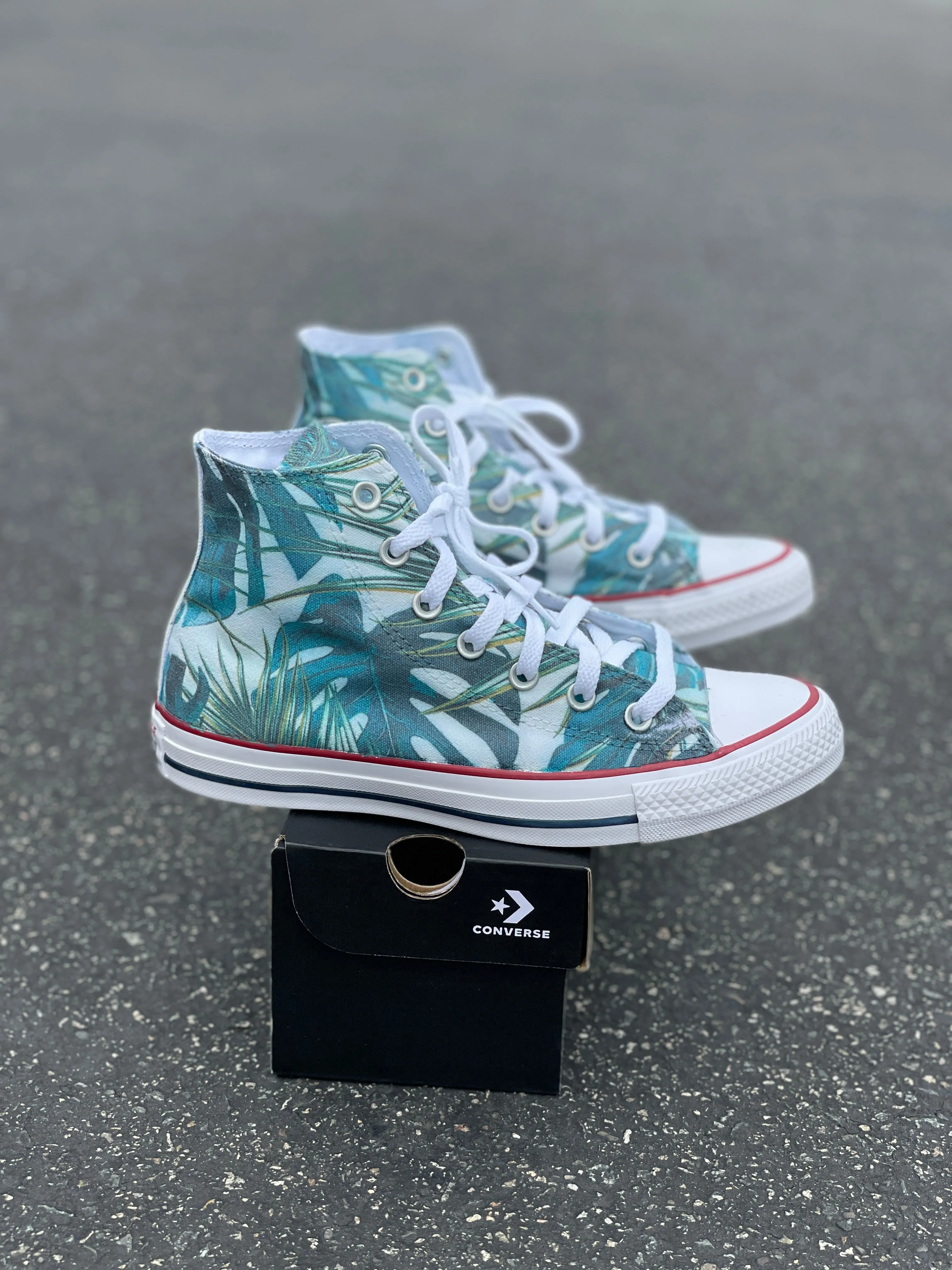 Tropical Leaf - Custom White High Tops