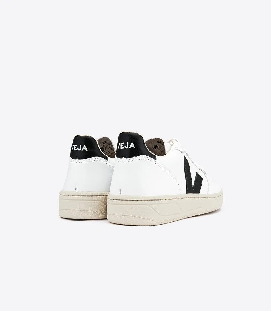 Veja- V-10 Extra White Leather Black V Shoes