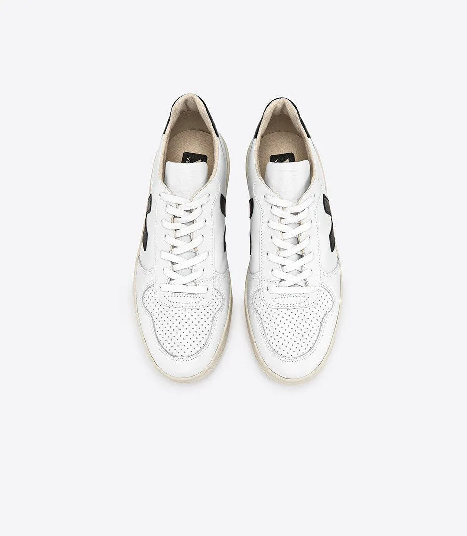 Veja- V-10 Extra White Leather Black V Shoes