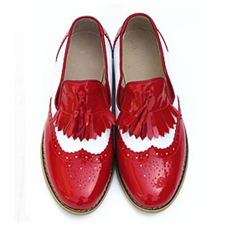 Vintage Chic Tassel Slip-on Vegan Leather Oxford Flat Shoes