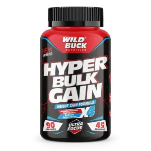 Wild Buck Hyper Bulk Gain Mass & Weight Gainer Capsule for Fast Weight & Muscle Gain, Daily Muscle Building Weight Lifters Supplement for Muscle Growth, Stamina & Strength, For Men & Women- 90 Cap.