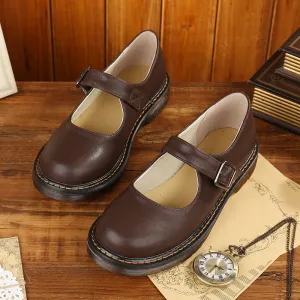 Womens Old-fashioned Retro Mary Jane Leather Shoes