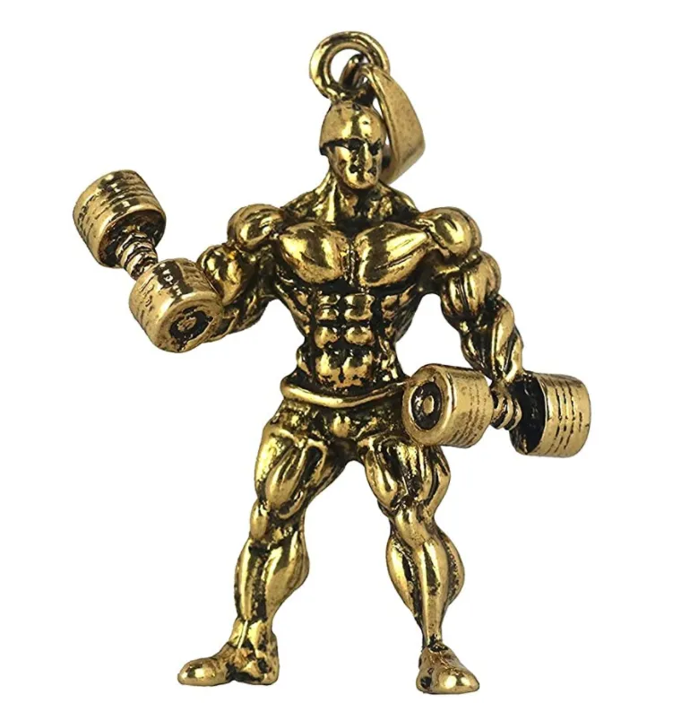 Workout Man Chain Stainless Steel Dumbbell Bodybuilding Mr. Olympia Gym Necklace Weight Plate Barbell Exercise 24in.