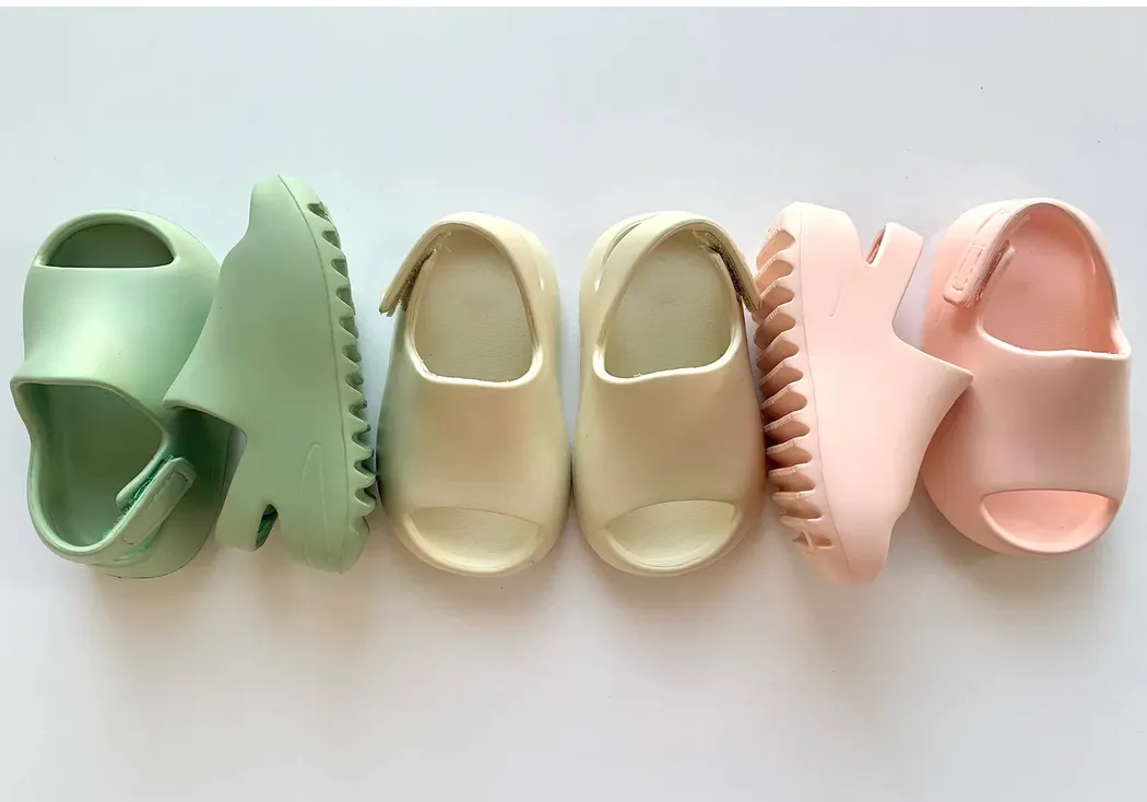 Yeezy Style Baby Slides - Soft Velcro Slip On's - Peach Pink