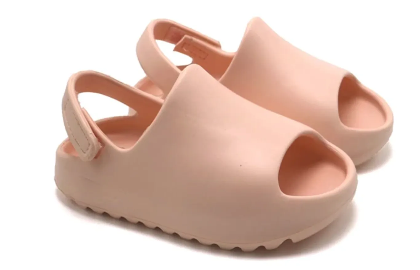 Yeezy Style Baby Slides - Soft Velcro Slip On's - Peach Pink